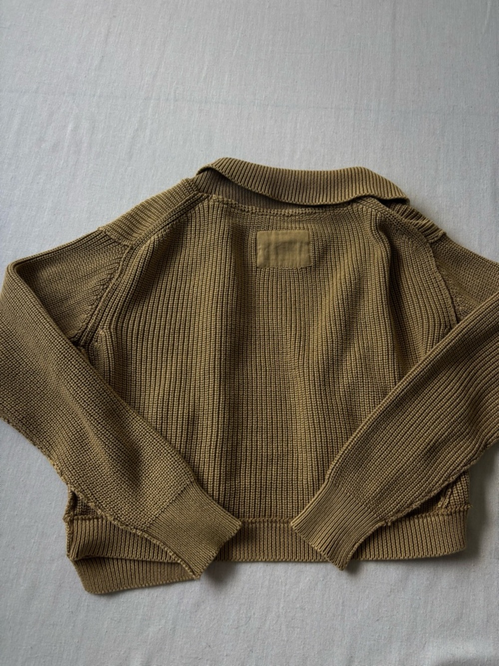 Free People Worn Thru Surplus Cotton Cardigan Beige XS Slouchy Knit - Picture 5 of 9